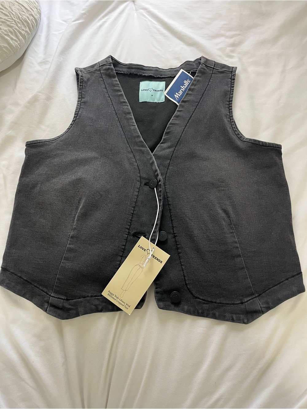 Marshalls Black Cotton Button-Front Vest